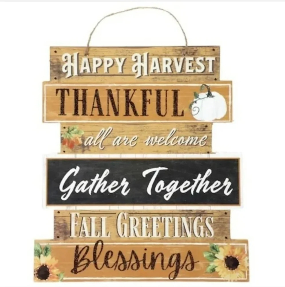 Fall Pumpkin Harvest Decoration Hanging Wall Door Sign Autumn Thanksgiving